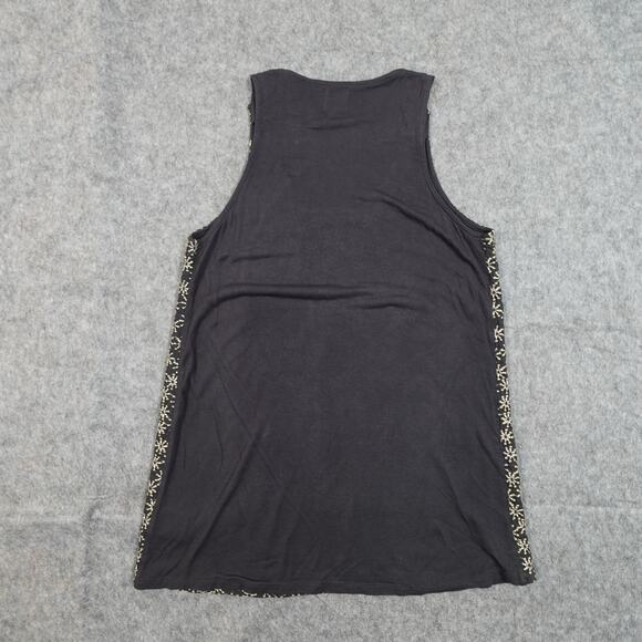 Anthropologie Top Womens Small Tank HRW Monogram Embroidered Scoop Neck Black - Picture 5 of 9
